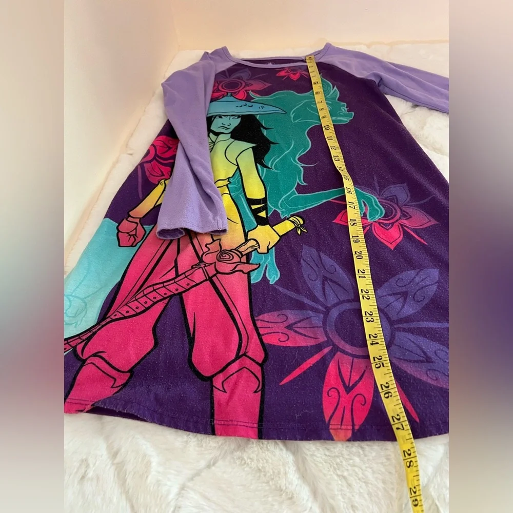 Girls Disney Raya and the Last Dragon Nightgown Size 7/8 Long Sleeve Purple - Picture 5 of 7